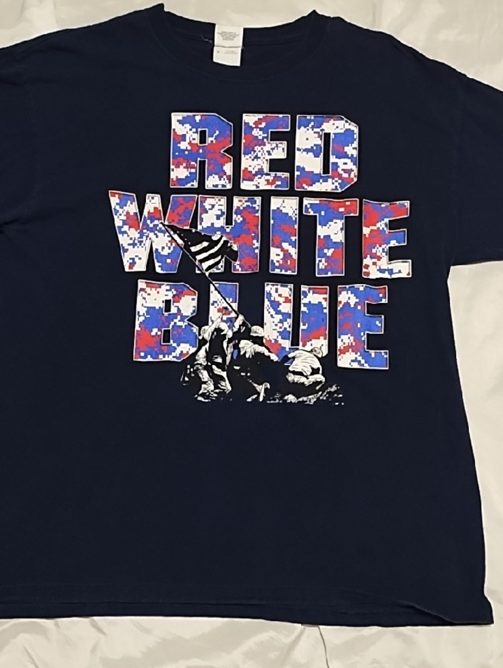 Red, White, And Blue Patriotic Cotton T-Shirt. Men's Large